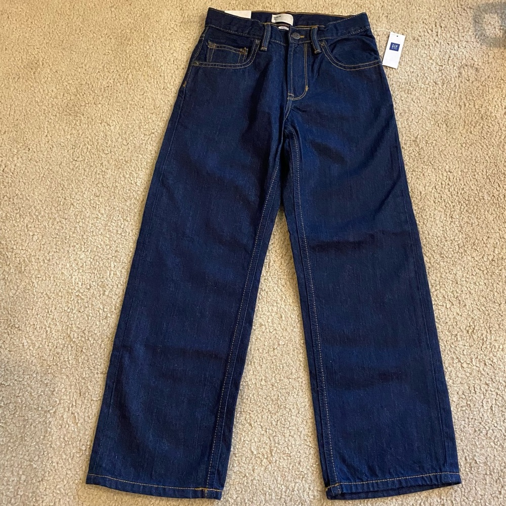 Gap boys jeans loose fit dark denim size 8 straight leg NWT